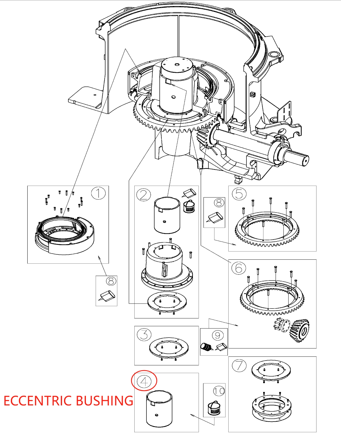 HP4 eccentric bushing metso