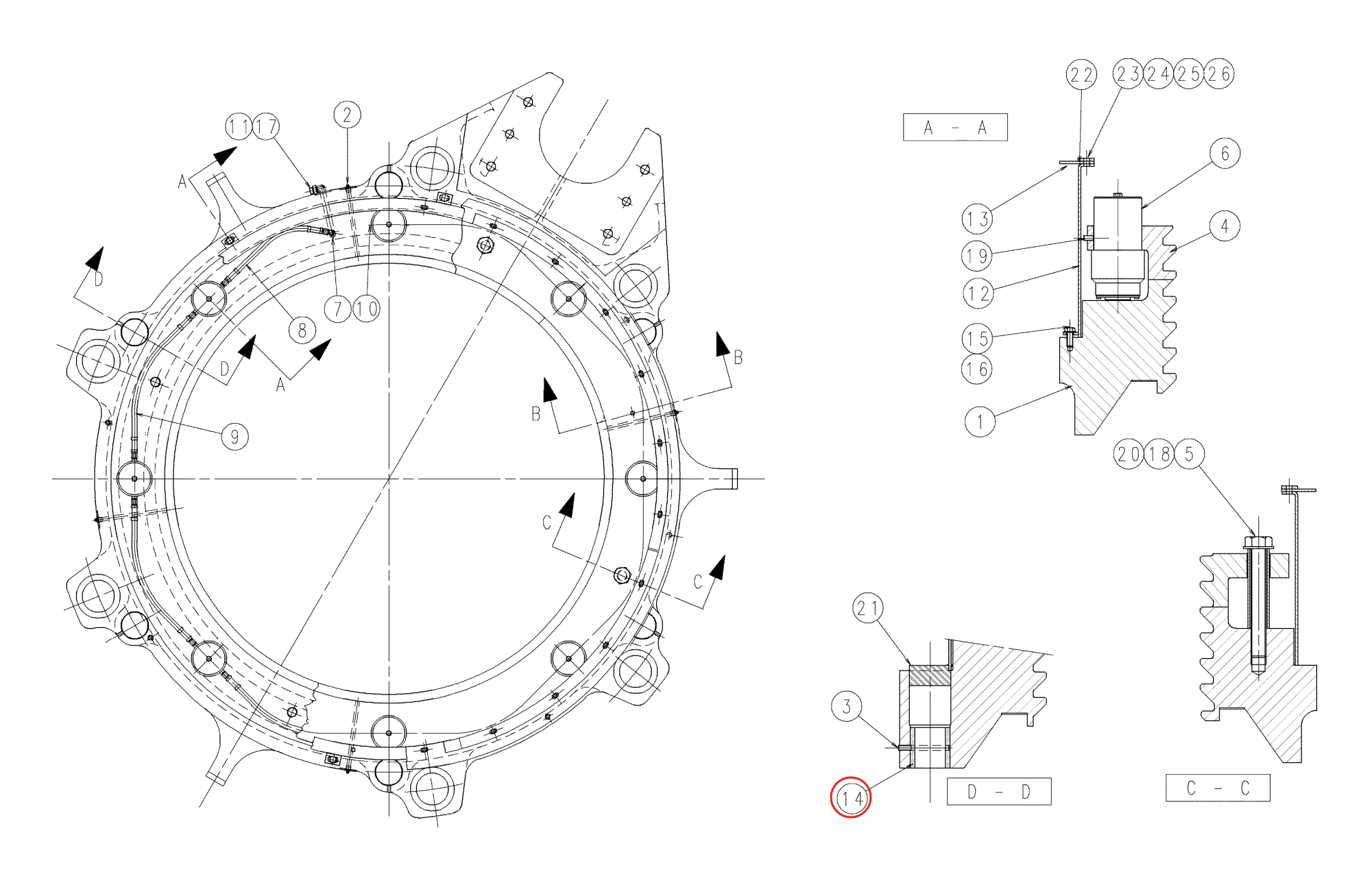 HP300 main frame pin bushing